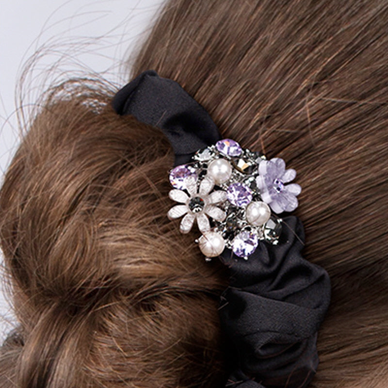 Rhinestone Flower Hair Scrunchie